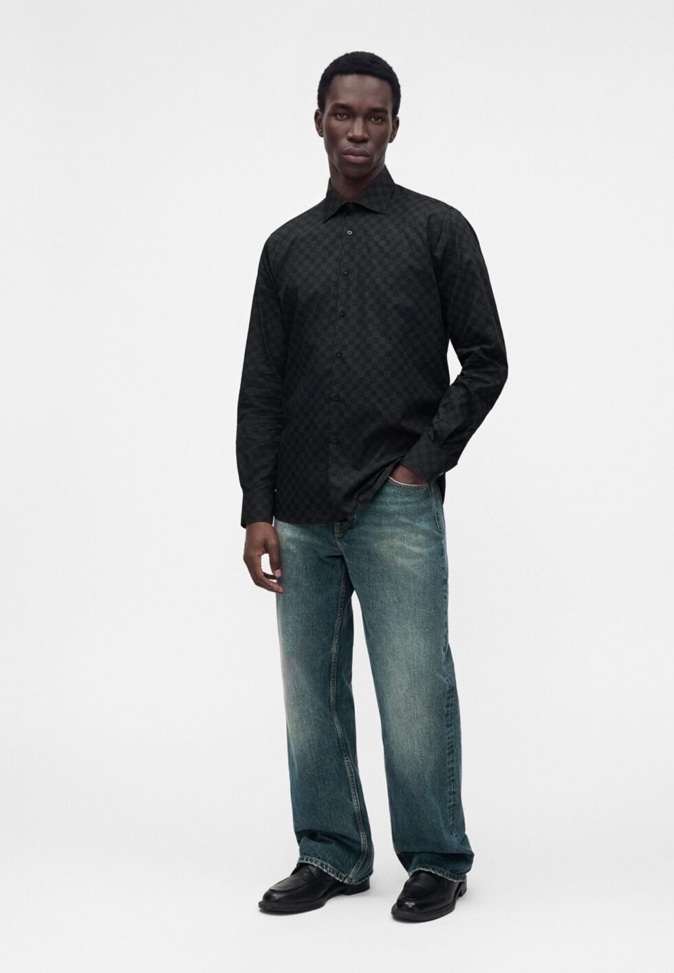 KARL LAGERFELD MODERN FIT SHIRT CHESS - Shirt - black