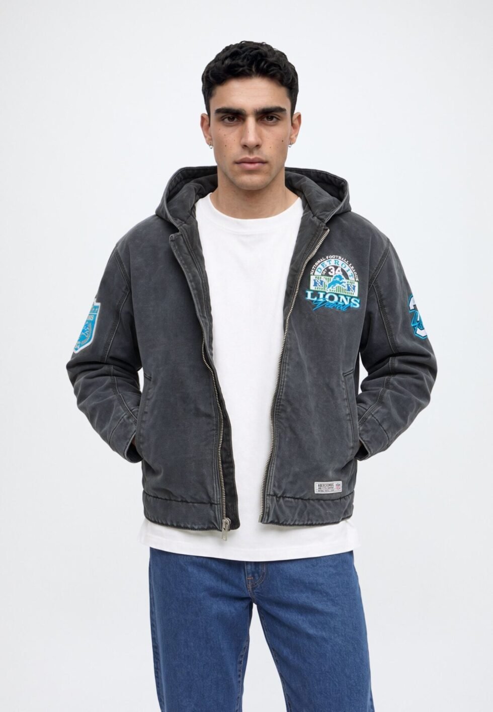 Abercrombie & Fitch SEP5 NFL HOODED WORKWEAR - DETROIT LIONS 1CC $190.00 - Light jacket - black