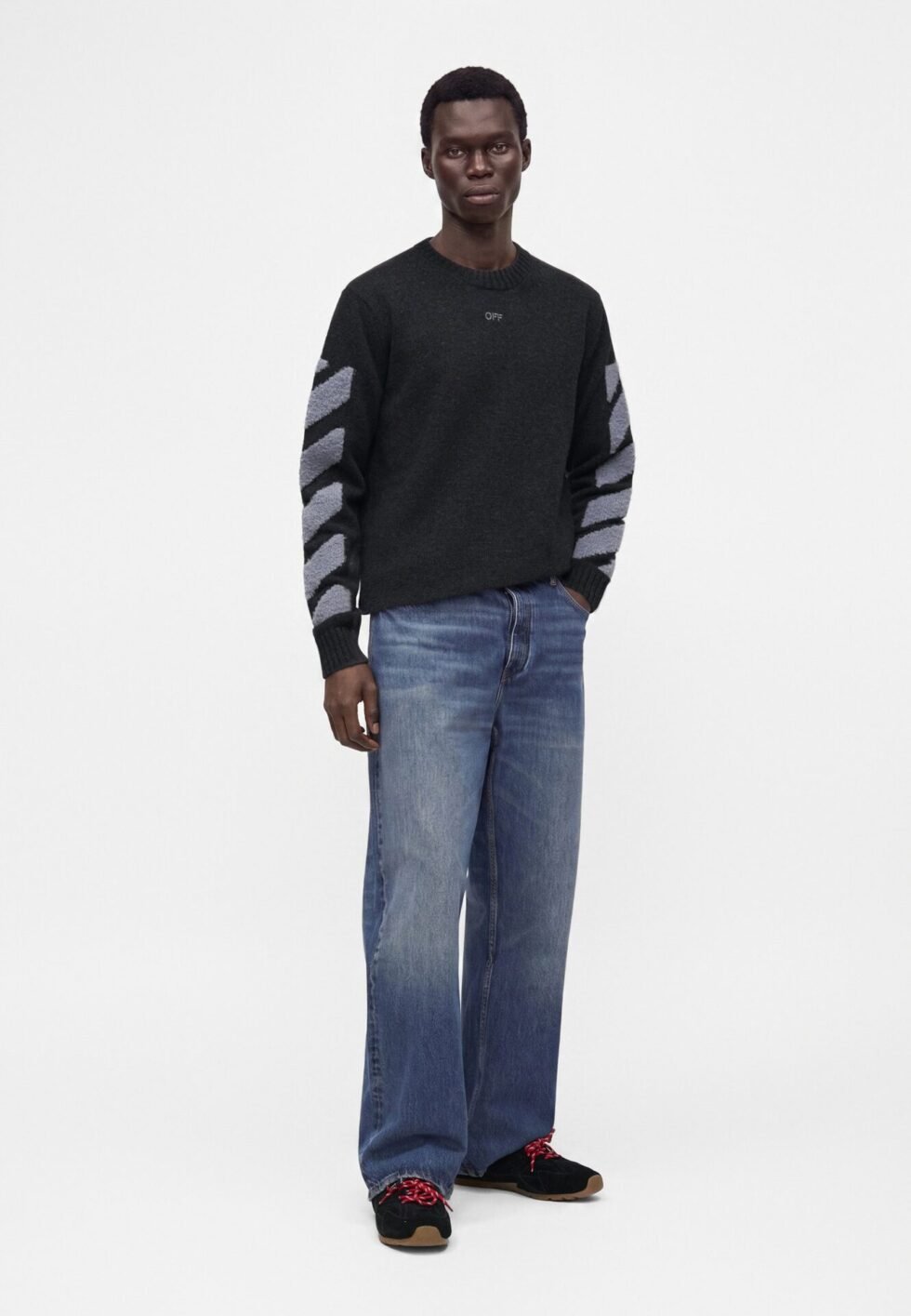 OFF-WHITE DIAG FUZZY CREWNECK - Jumper - antracite
