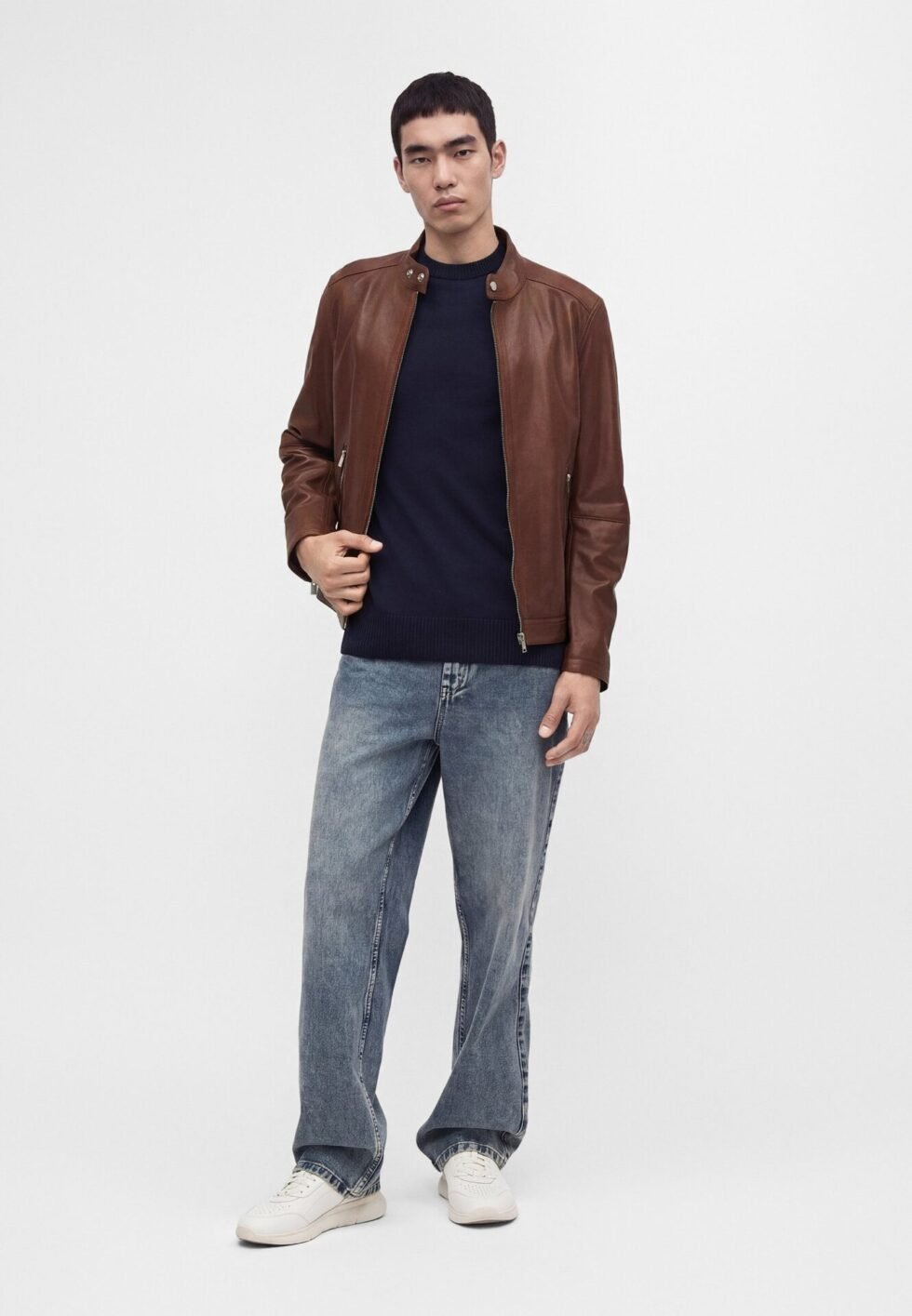 BOSS MANSELL - Leather jacket - medium brown