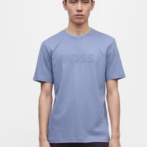 BOSS LOGO - Basic T-shirt - medium blue