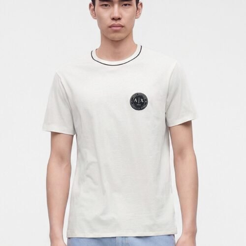 Armani Exchange REGULAR - Basic T-shirt - vintage off white