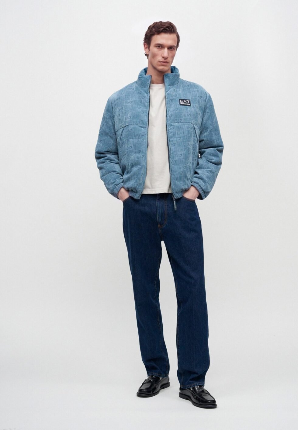 EA7 Emporio Armani MOUNTAIN JACKET EMBOSSED LOGO - Winter jacket - china blue