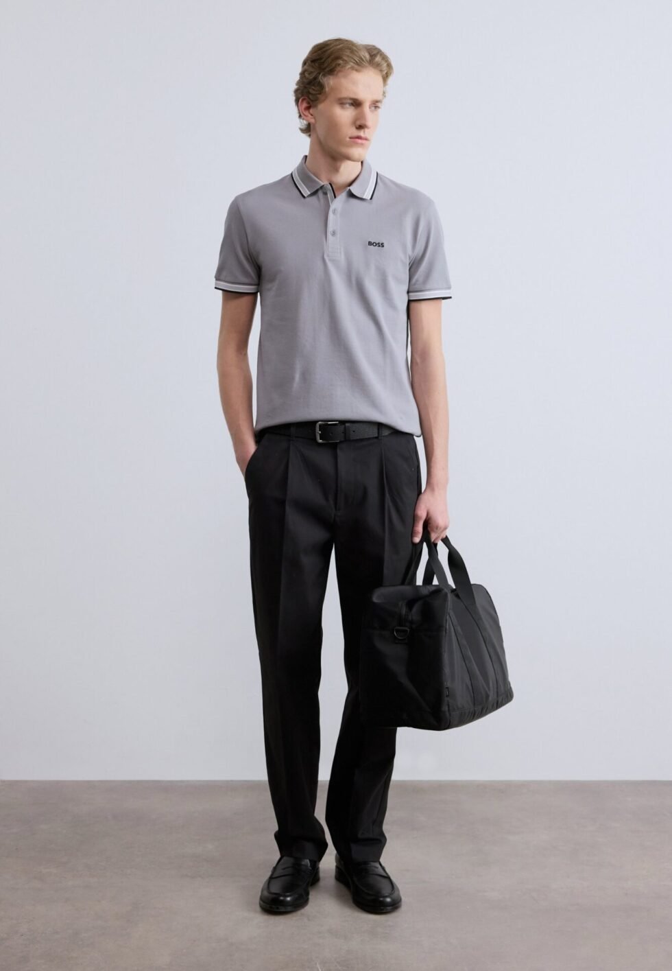 BOSS Polo shirt - open grey eight