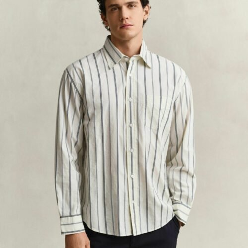 GANT RELAXED FIT DOBBY STRIPED SHIRT - Shirt - sand