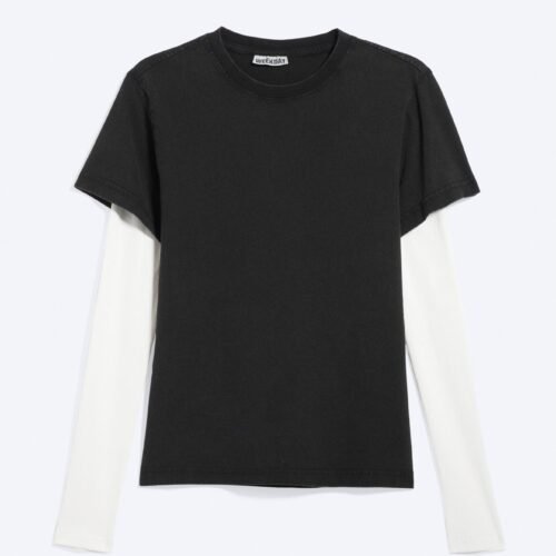 Weekday DOUBLE LAYER SHRUNKEN - Long sleeved top - black