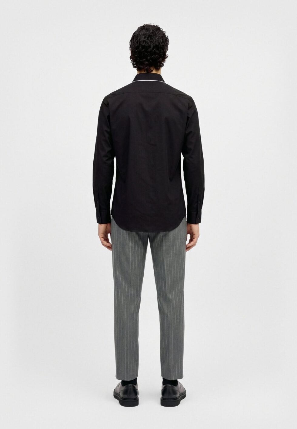 KARL LAGERFELD PIPING DETAIL SHIRT - Shirt - black/white