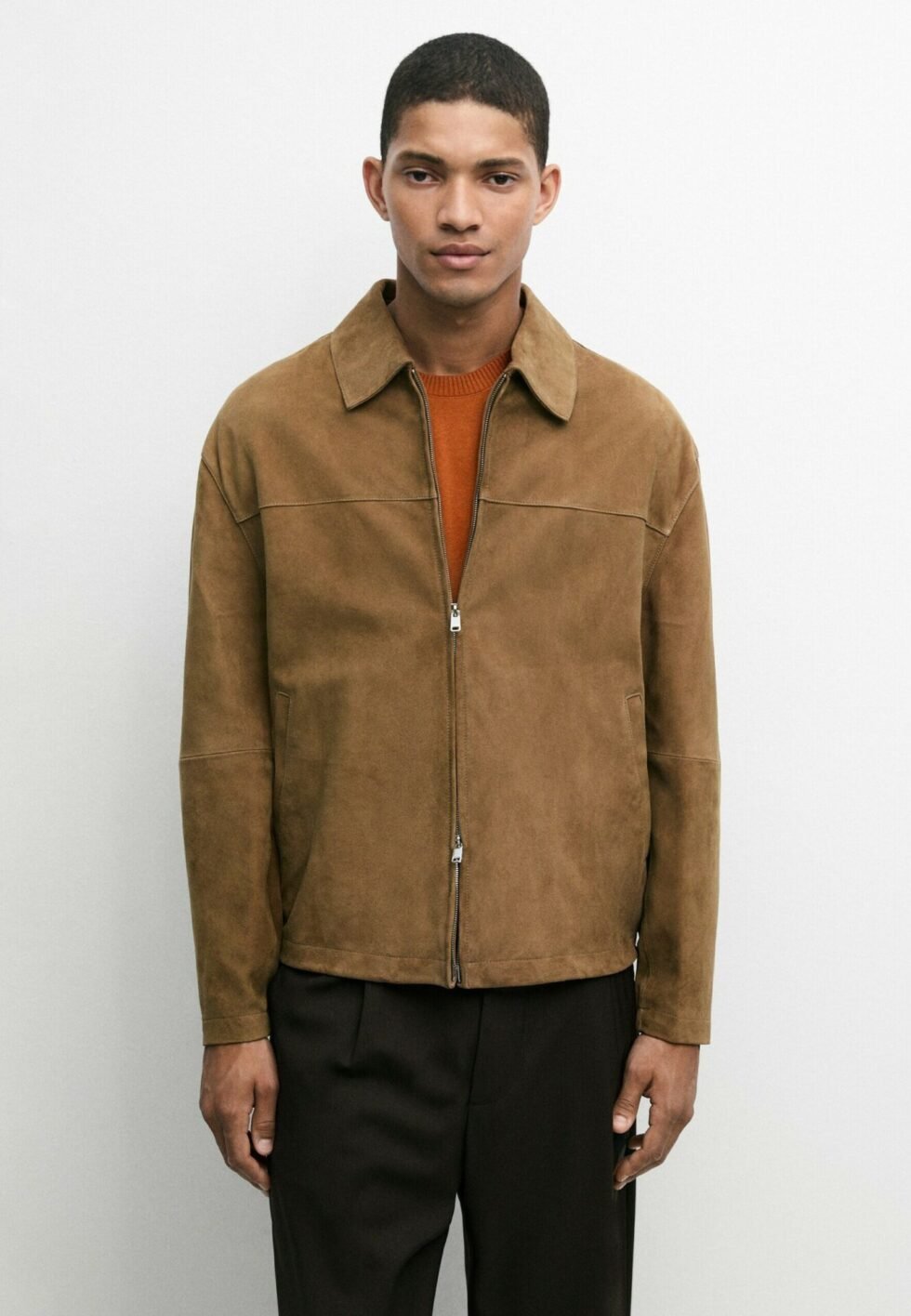 Massimo Dutti SUEDE LEATHER JACKET - Leather jacket - camel