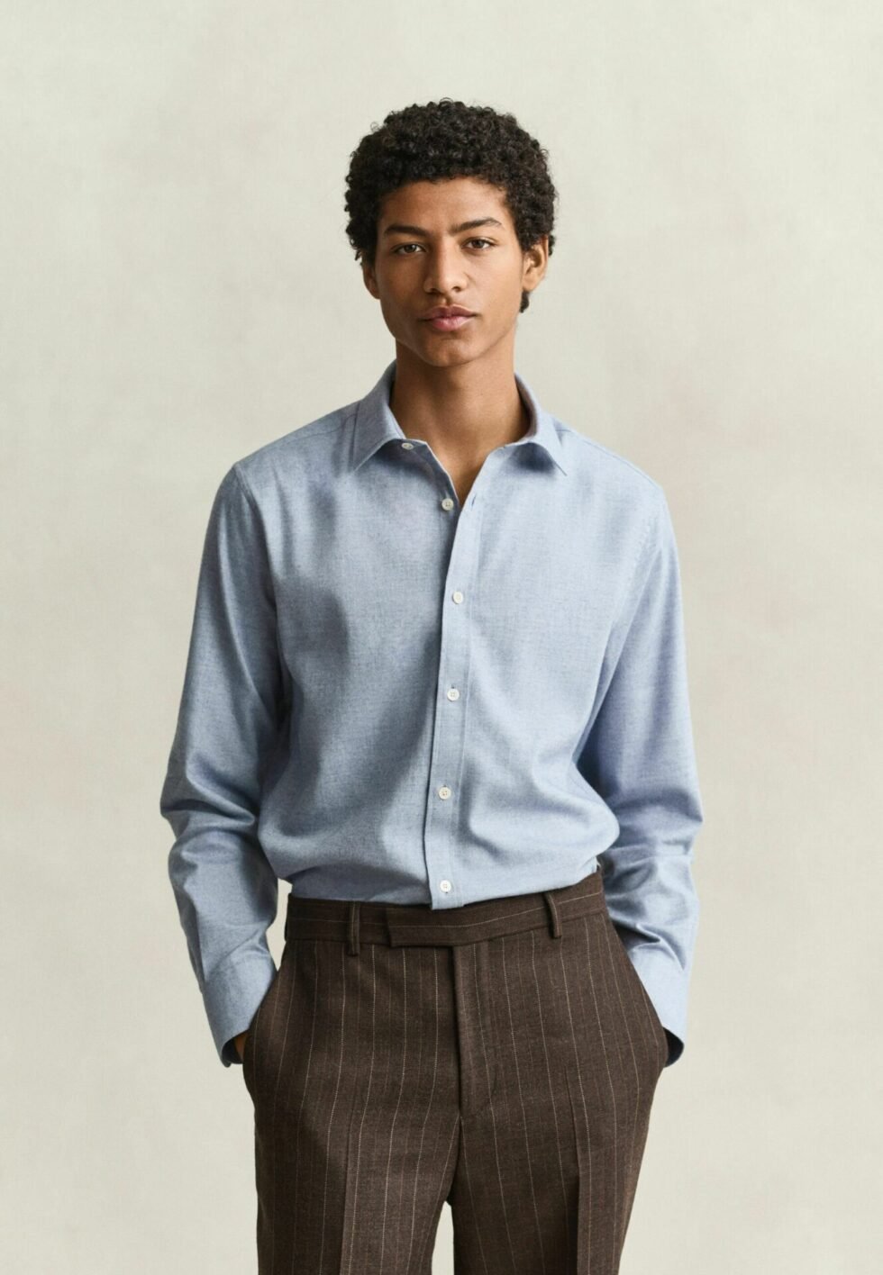 GANT FLANNEL MÉLANGE SHIRT - Shirt - light blue melange