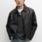 Massimo Dutti Leather jacket - dark brown