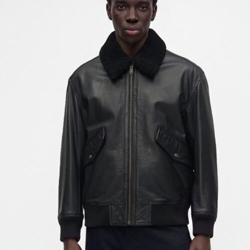 BOSS JOPEAK - Leather jacket - black