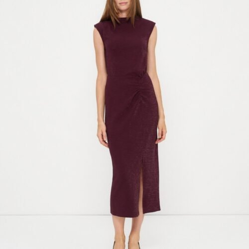 Anna Field by Zalando DRESS WITH GOLD COLOURED LUREX YARN - Cocktail dress/party dress - bordeaux