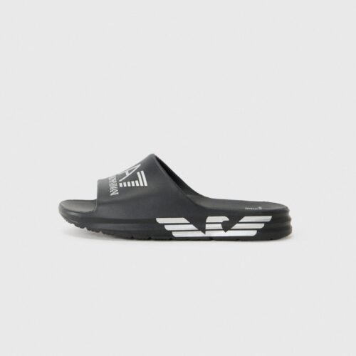 EA7 Emporio Armani CRUSHER DISTANCE - Slippers - black/silver-coloured