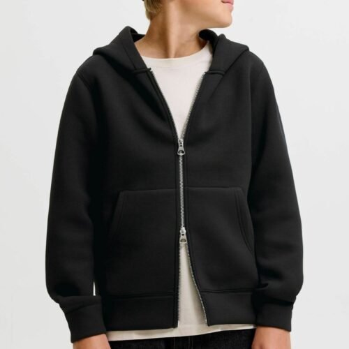 Jack & Jones Kids HOODIE PLAIN HOODIE JUNIOR - Zip-up sweatshirt - black