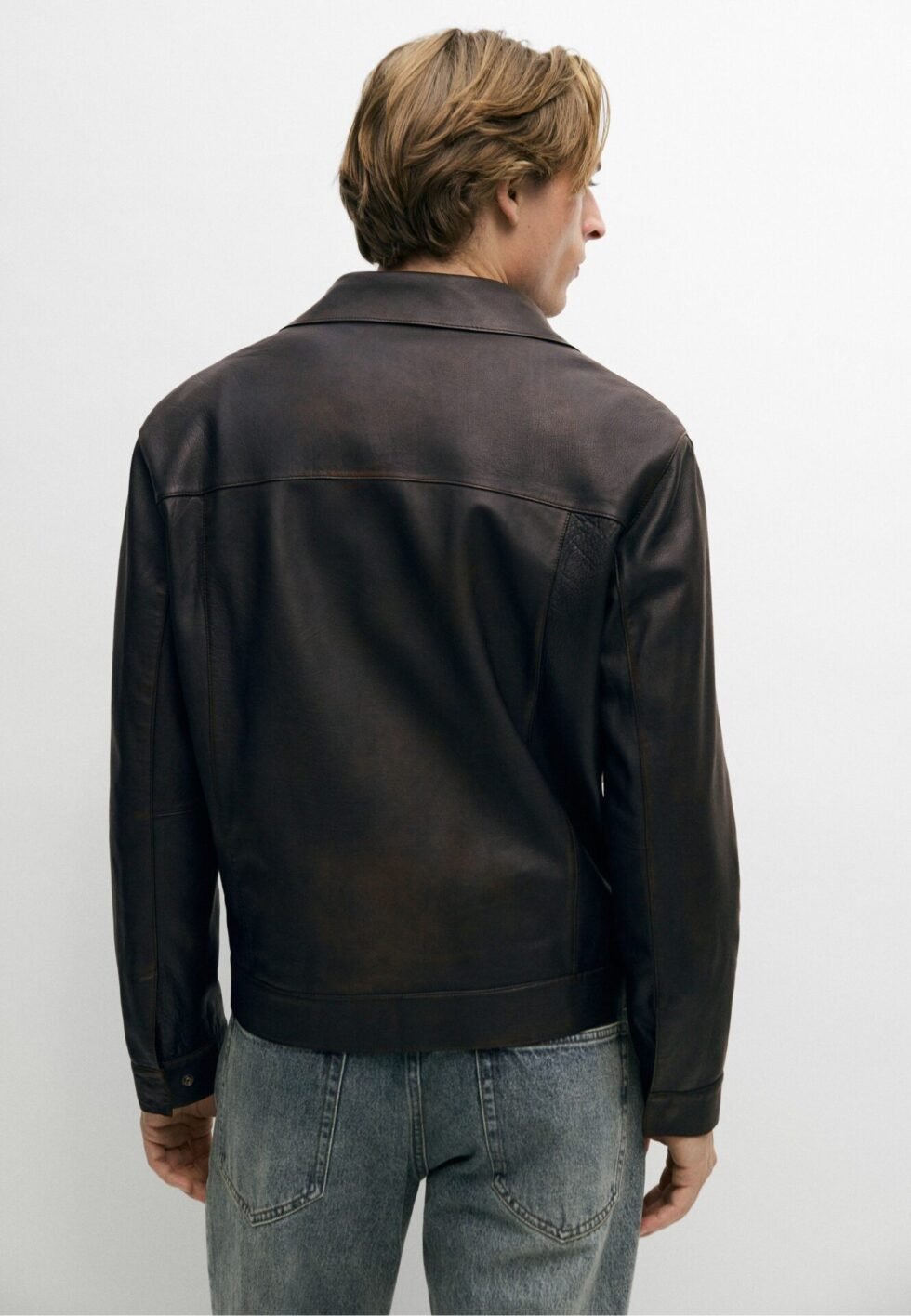 Massimo Dutti Leather jacket - dark brown