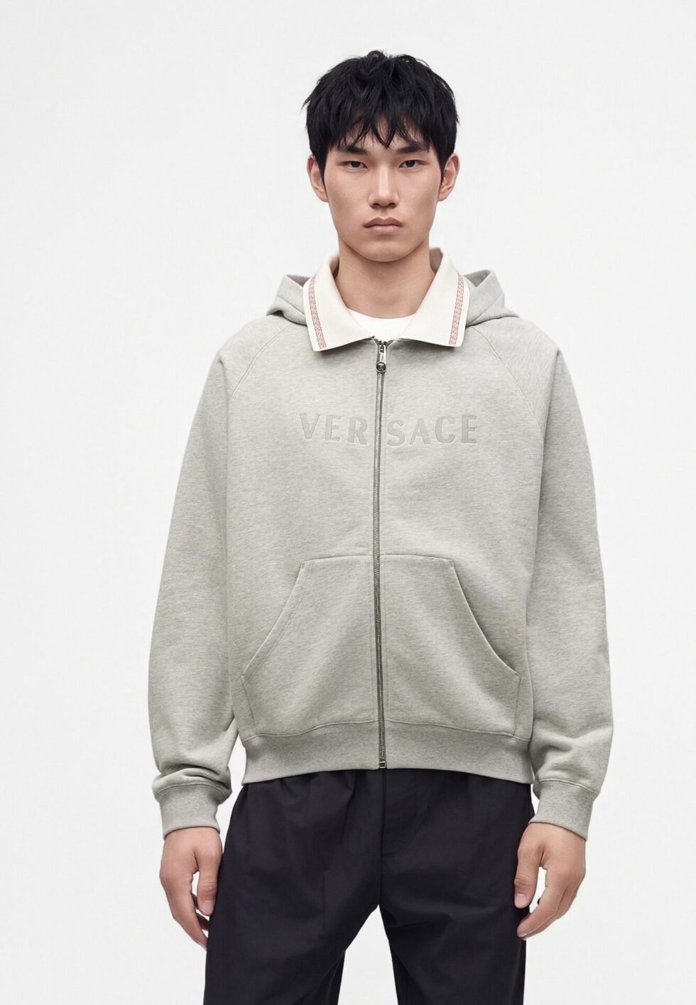 Versace HEAVY SOFT WITH GRECA DETAILS AND LOGO EMBROIDERY - Zip-up sweatshirt