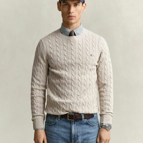 GANT CABLE - Jumper - clay beige