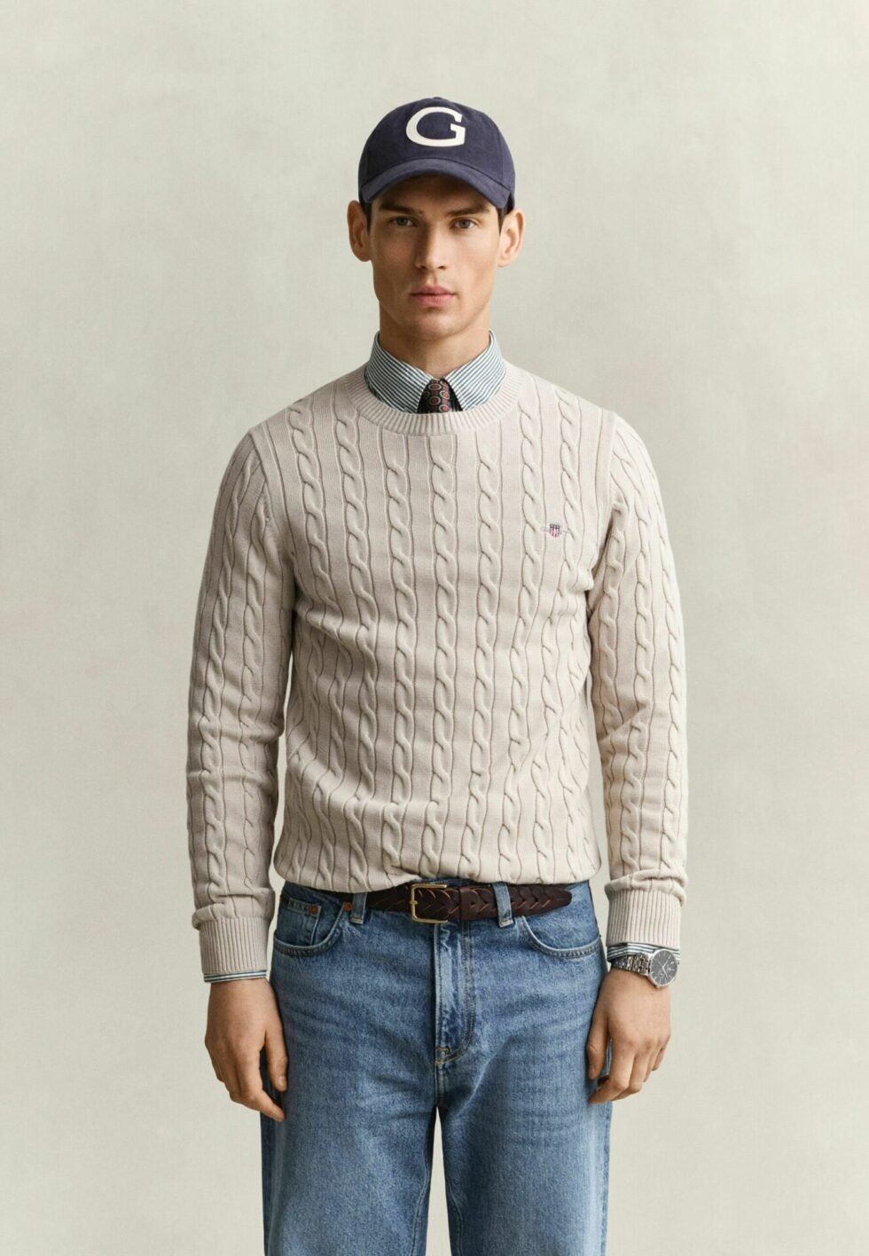 GANT CABLE - Jumper - clay beige