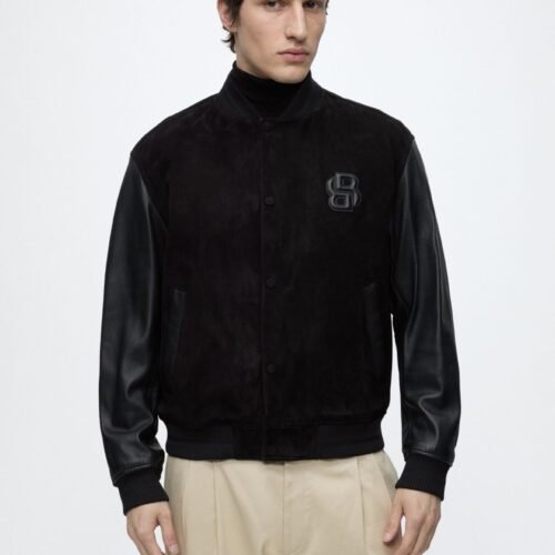 BOSS MILEON - Leather jacket - black