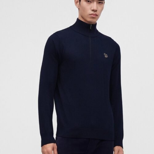 PS Paul Smith SWEATER ZIP NECK ZEB BAD - Sweatshirt - very dark navy