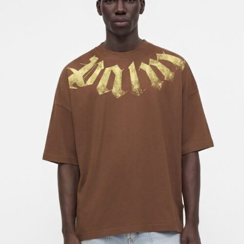Palm Angels BIG NECK - Print T-shirt - brown/light yellow