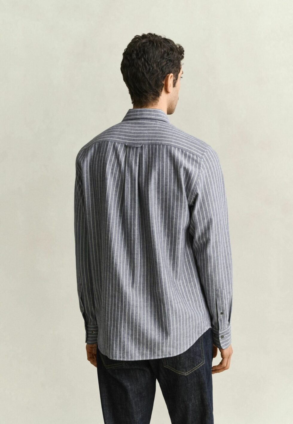 GANT STRIPED FLANNEL MÉLANGE SHIRT - Shirt - dark navy melange