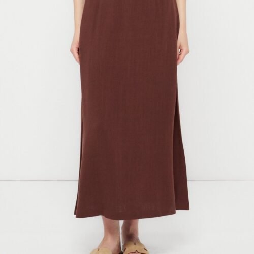 Anna Field by Zalando LINEN MAXI SKIRT - Maxi skirt - chocolate lab