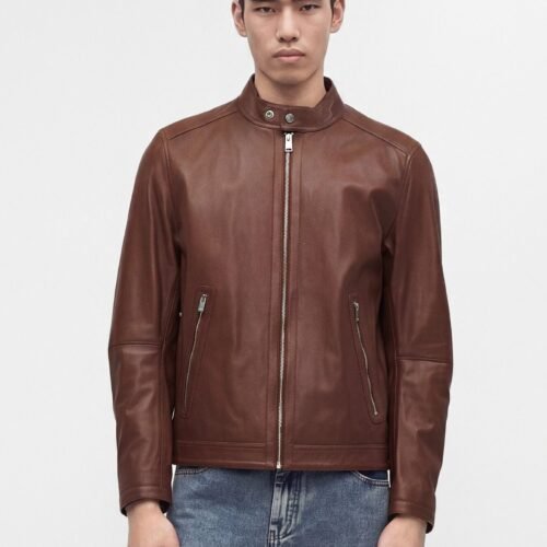 BOSS MANSELL - Leather jacket - medium brown