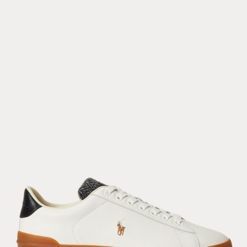 Polo Ralph Lauren HERITAGE COURT II LEATHER-TWEED SNEAKER UNISEX - Trainers - deckwash white/black