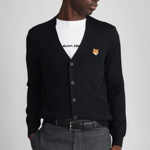 Maison Kitsuné FOX HEAD REGULAR CARDIGAN - Cardigan - black