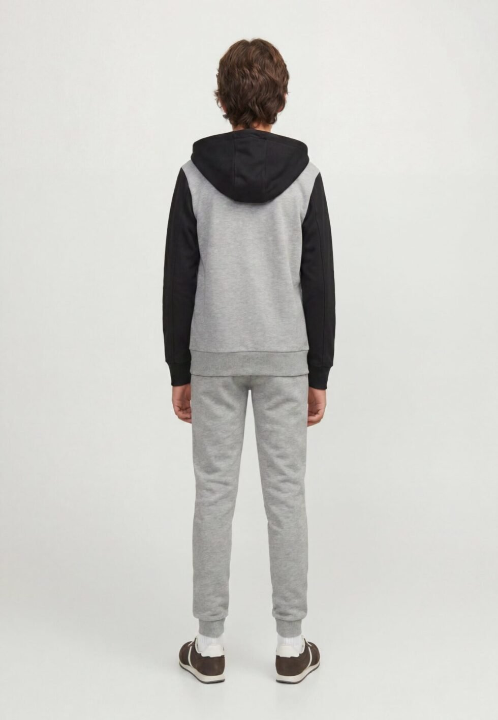 Jack & Jones Kids JJKAI ZIP HOOD SET - Zip-up sweatshirt - light grey melange/white