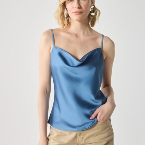 Anna Field by Zalando WATERFALL COWL NECK SATIN BLOUSE - Blouse - coronet blue