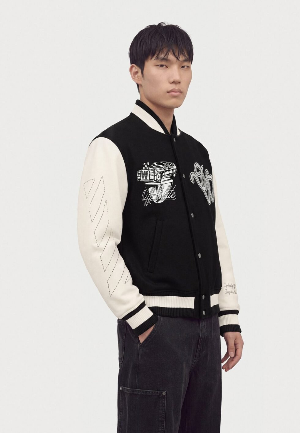 OFF-WHITE CAT OFF REGULAR COLLAGE VARSITY JKT - Bomber jacket - black