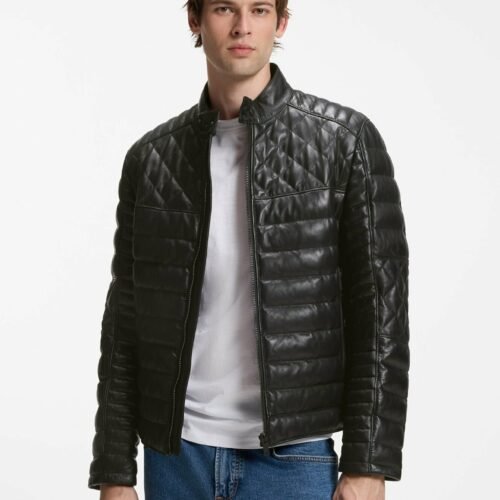BOSS JONN2_IN - Leather jacket - black one