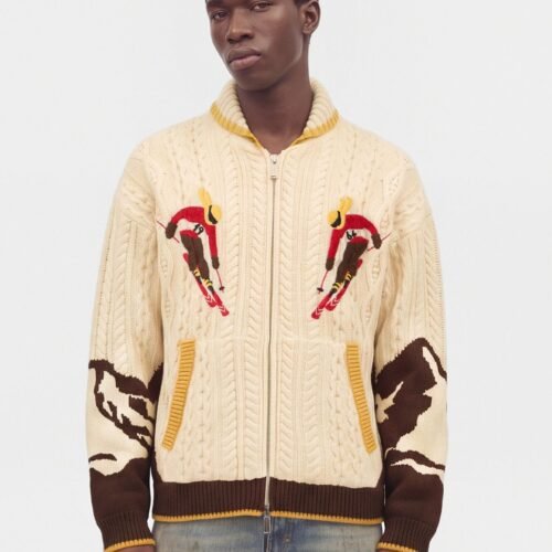 Dsquared2 ZIPPED KABAN - Cardigan - off-white/chocolate