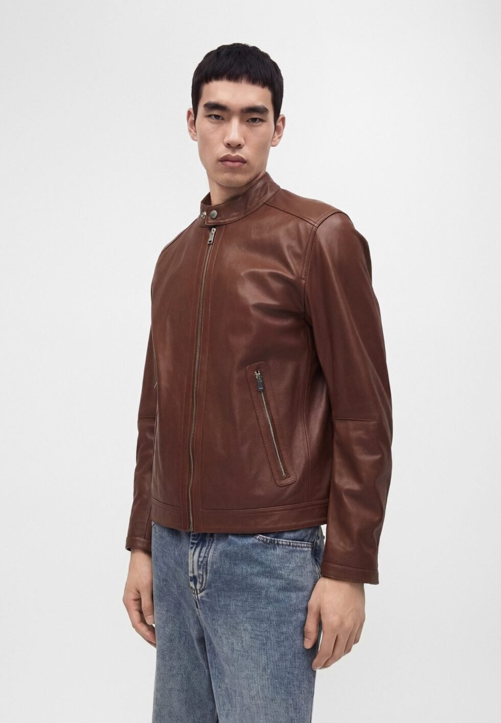 BOSS MANSELL - Leather jacket - medium brown