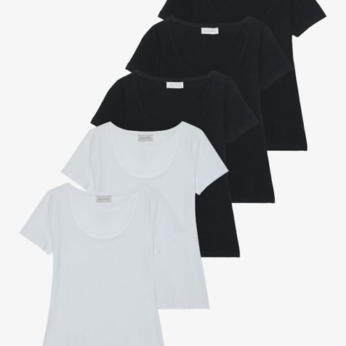 Anna Field by Zalando 5 PACK - Basic T-shirt - black/white