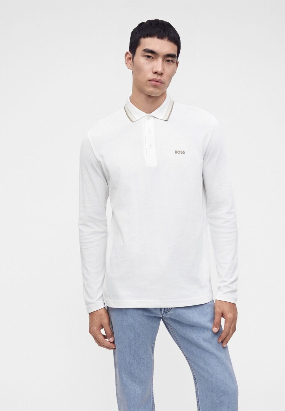 BOSS PLISY - Long-sleeved top - open white