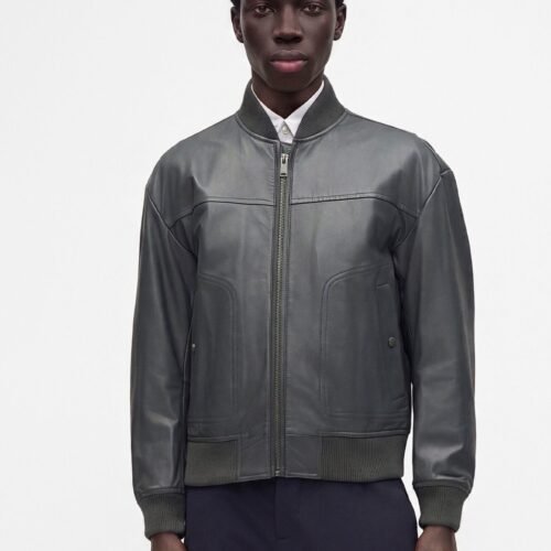 BOSS JOKANS - Leather jacket - dark green