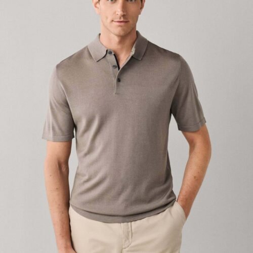 HACKETT LONDON POLO SHIRT MERINO SILK SS POLO - Polo shirt - natural beige