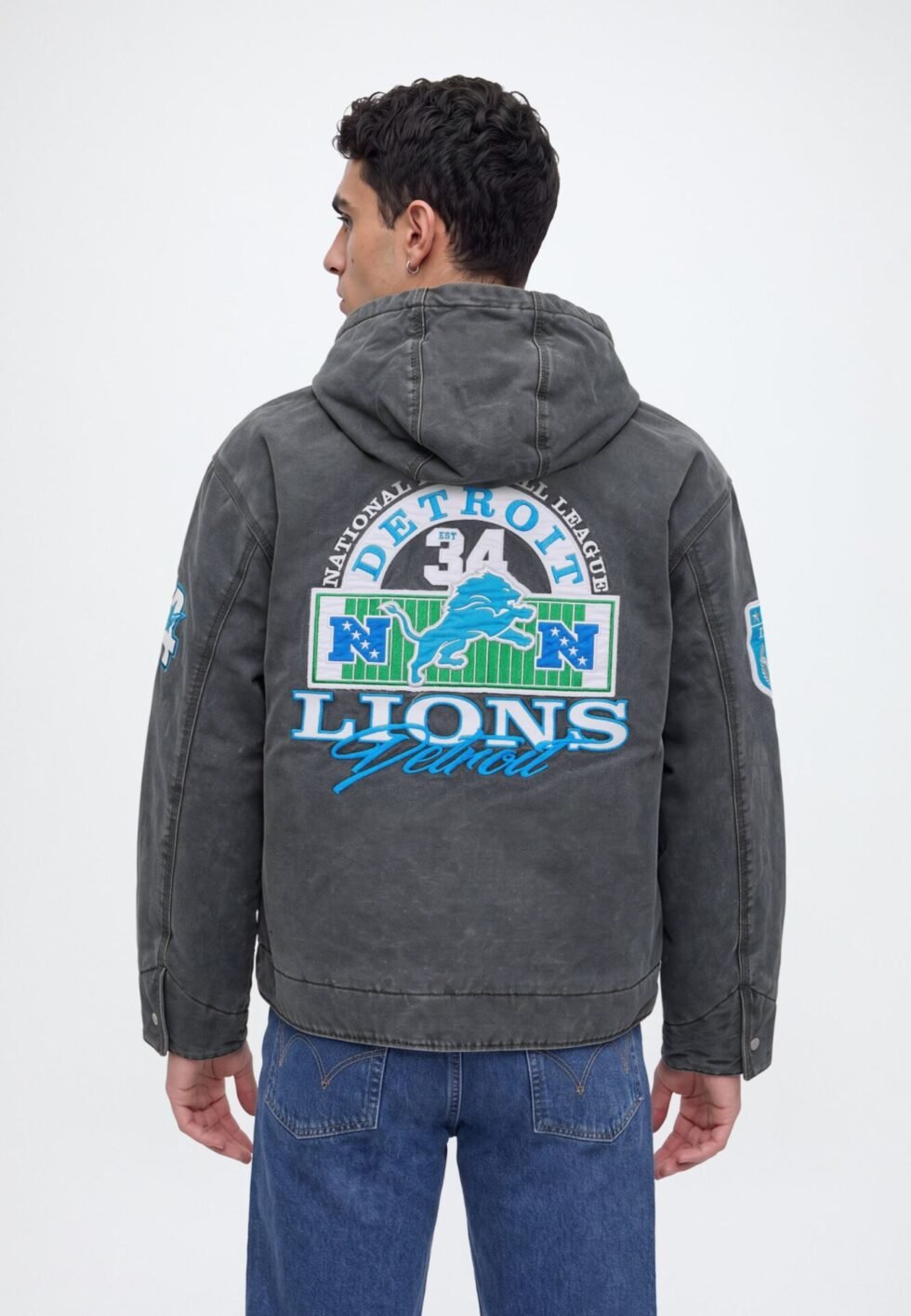 Abercrombie & Fitch SEP5 NFL HOODED WORKWEAR - DETROIT LIONS 1CC $190.00 - Light jacket - black