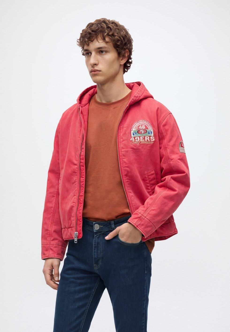 Abercrombie & Fitch HOODED WORKWEAR - Light jacket - red