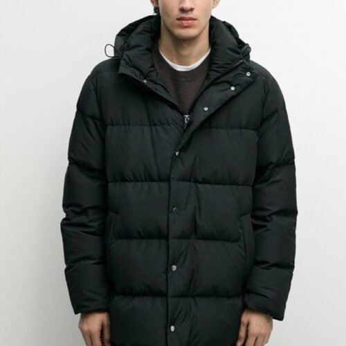 Massimo Dutti Down coat - mottled dark blue