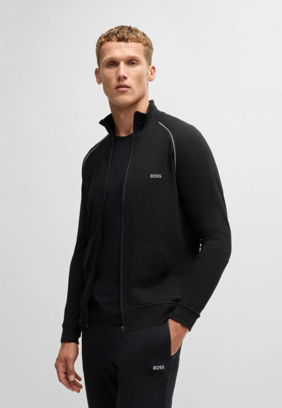 BOSS MIX & MATCH ZIPPER , STRETCH - Zip-up sweatshirt - schwarz