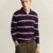 GANT STRIPED LS POLO - Long-sleeved top - classic blue