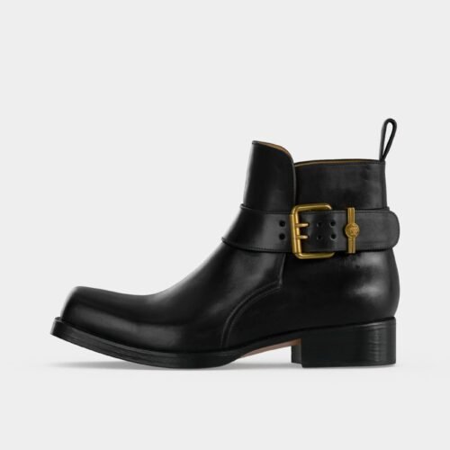 Versace BOOTIES - Cowboy/biker ankle boot - black/vibrated gold-coloured