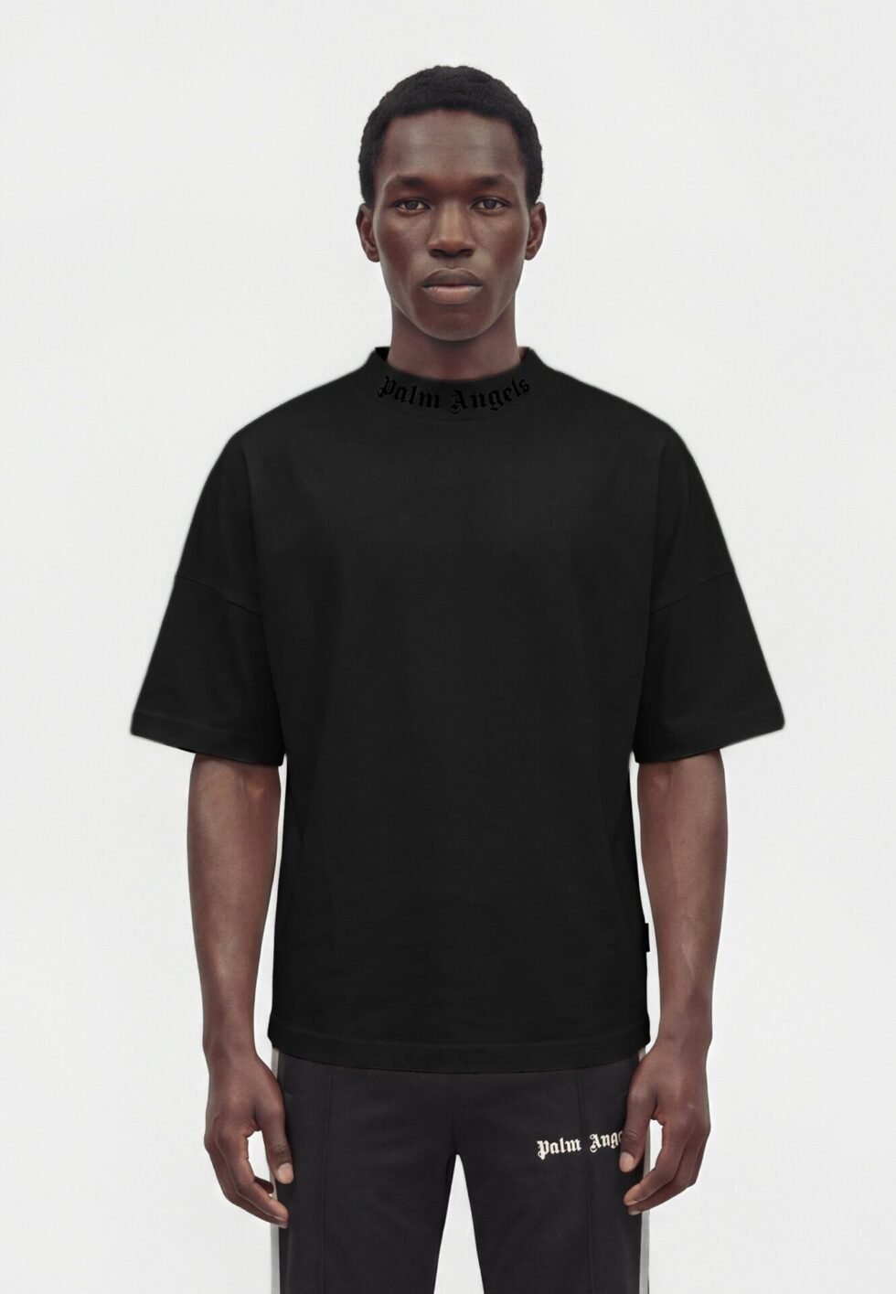 Palm Angels NECK LOGO REGULAR TEE - Print T-shirt - black/off white