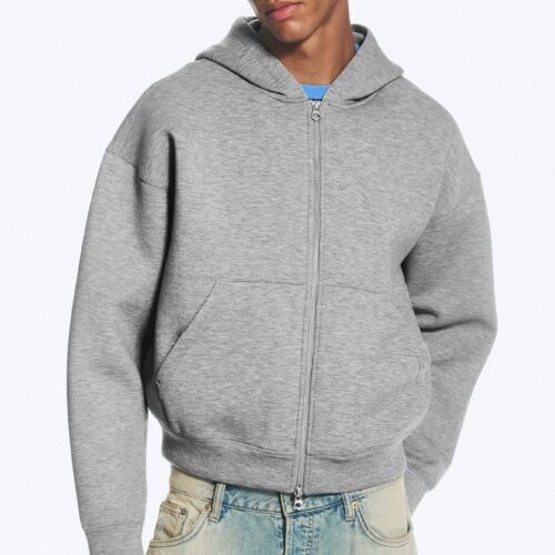 Weekday SIMON - Zip-up sweatshirt - grey melange dusty