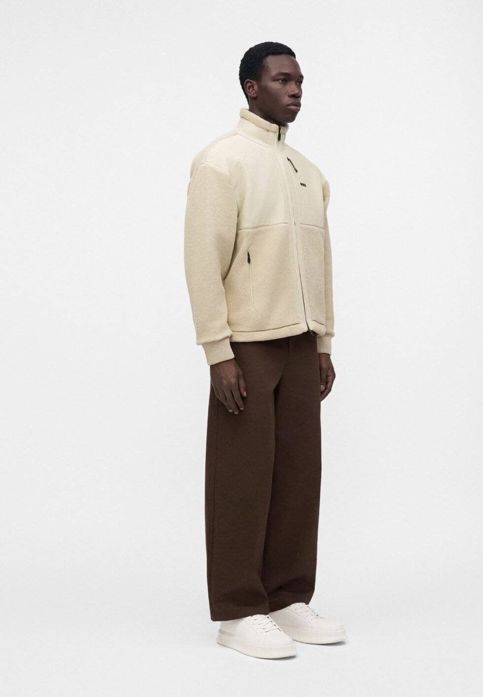 BOSS Fleece jacket - light beige