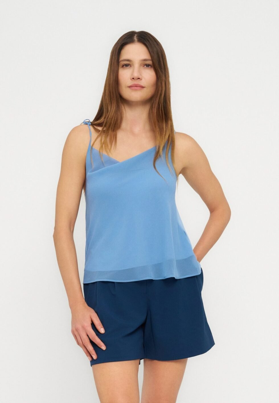 Anna Field by Zalando CAMI WITH CHIFFON FRONT - Blouse - chambray blue
